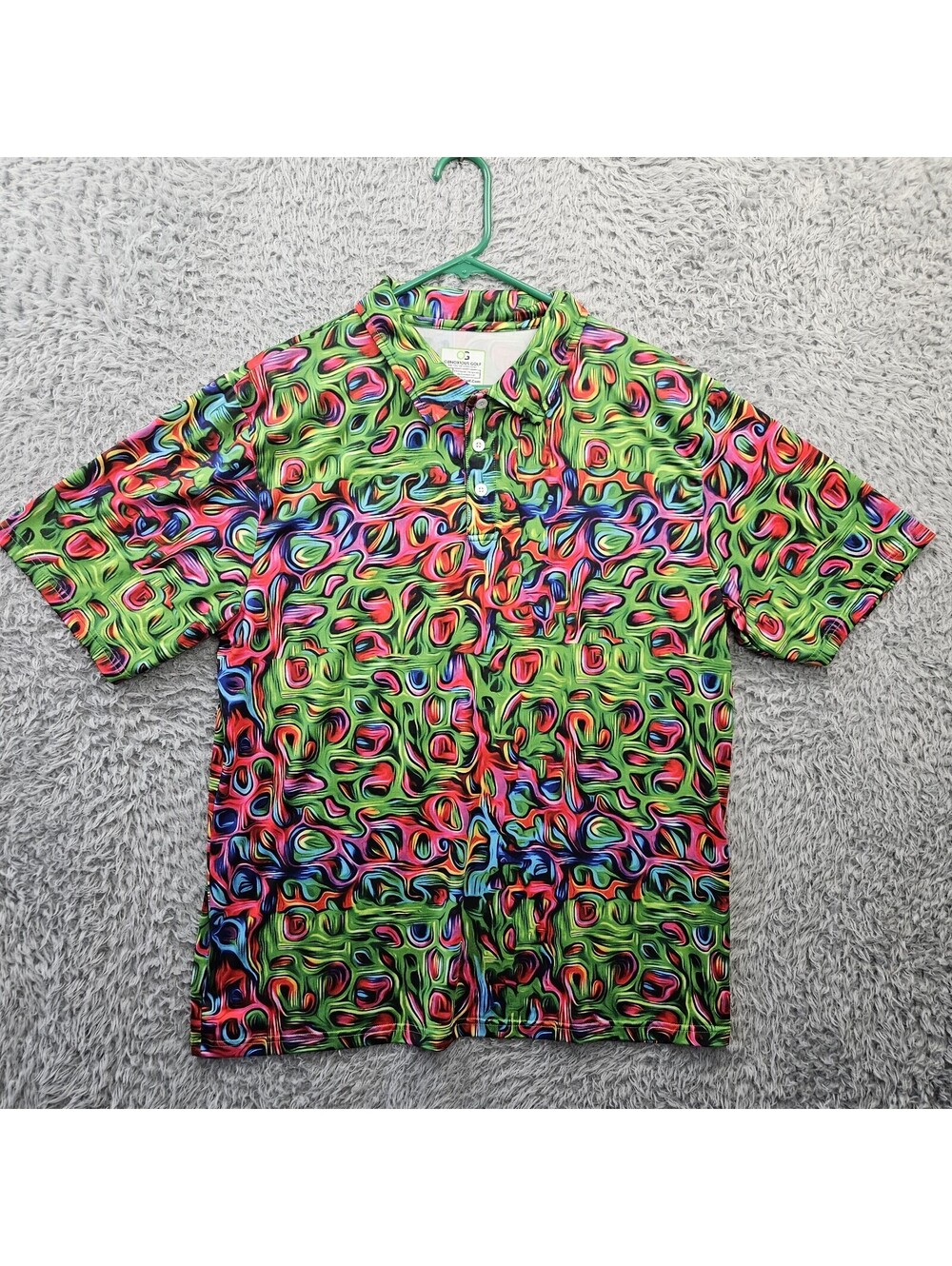 OBNOXIOUS GOLF Polo Shirt Men Large Multicolor Loud Bright Obnoxious Performance